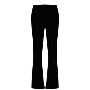 Black Velvet Pintuck Detail Flared Pants
